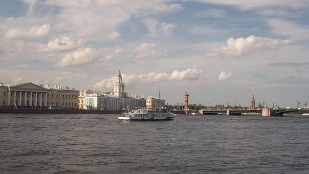 Река, Камни, Город, Пейзаж