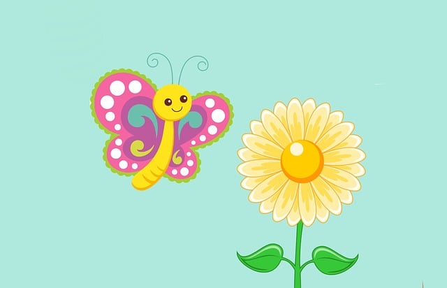 Free butterfly flower cute illustration