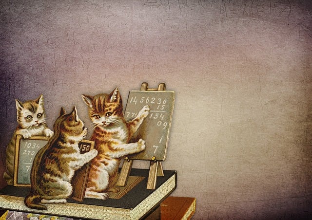 Download free HD stock image of Vintage Kitten Free vintage kitten school illustration