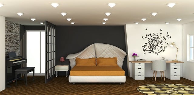 Free interior bedroom desk illustration