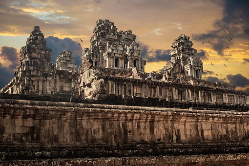 Temple, Architecture, Sky, Clouds, Stone