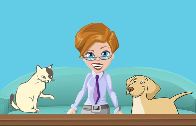 Free cat dog woman illustration