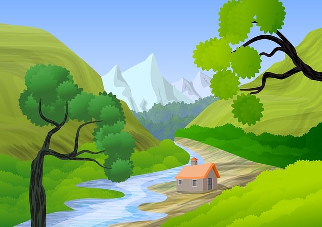 Free landscape nature mountains illustration