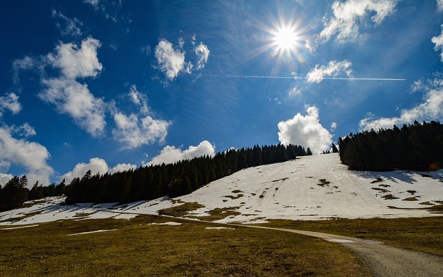 Frühling, Schnee, Sonne, Wolken, Wald