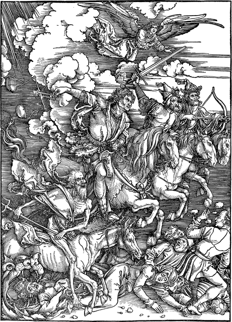 Free four horsemen apocalypse line art vector