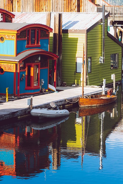 house, water, floating, nature, boat, marine, ocean, cowichan bay, wooden, lifestyle, living