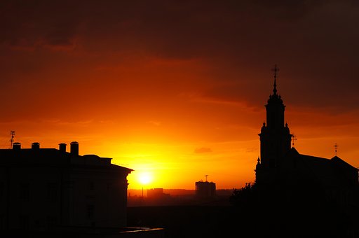 Sonnenuntergang, Stadt, Himmel, Natur