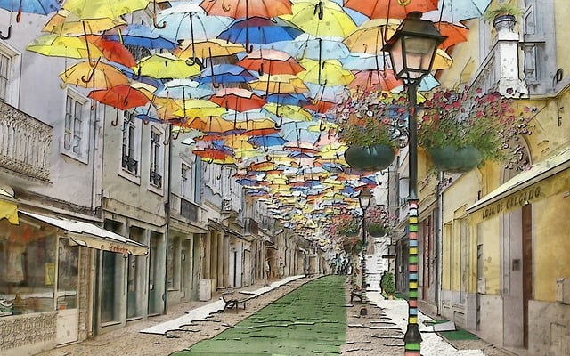 Free umbrella tourist destination illustration