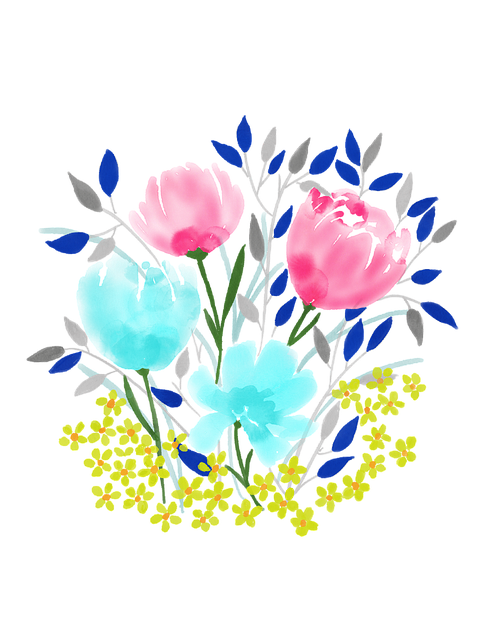 Free watercolour flowers spring nature illustration