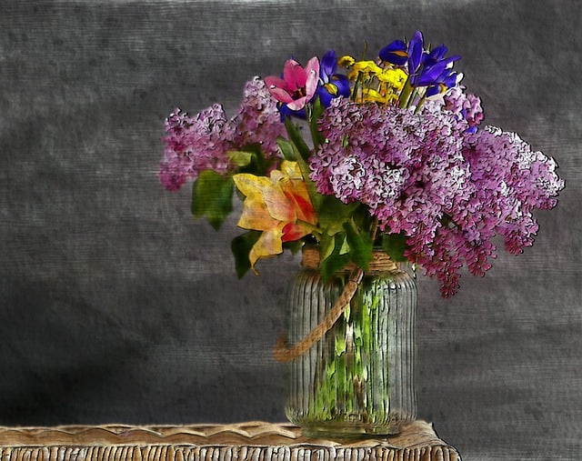 Free colorful flowers vase glass illustration
