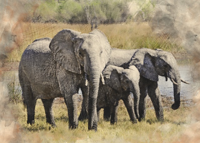 Elefant, Afrika, Okavango Delta, Tier