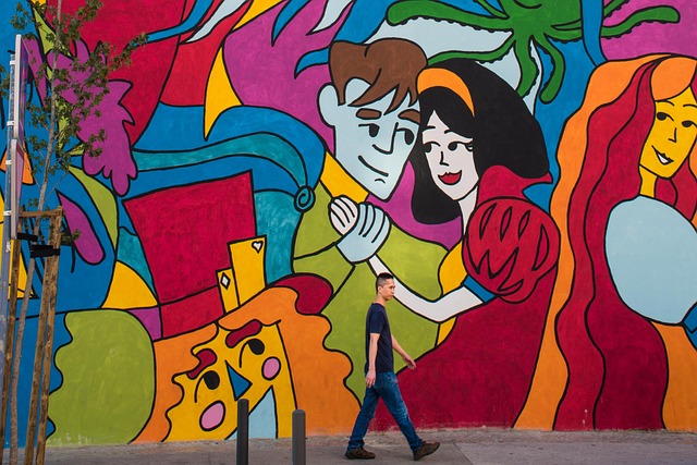 Arte De Rua, Amor, Grafite, Casal, Mural