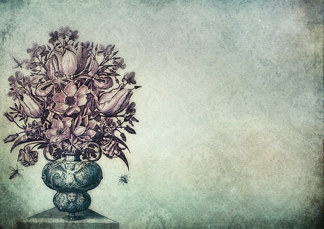Free vintage flower vase illustration