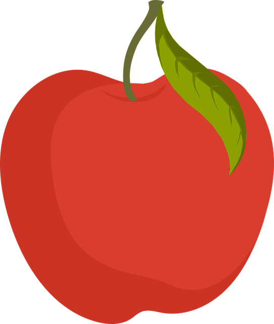 Free red apple fruit food vector