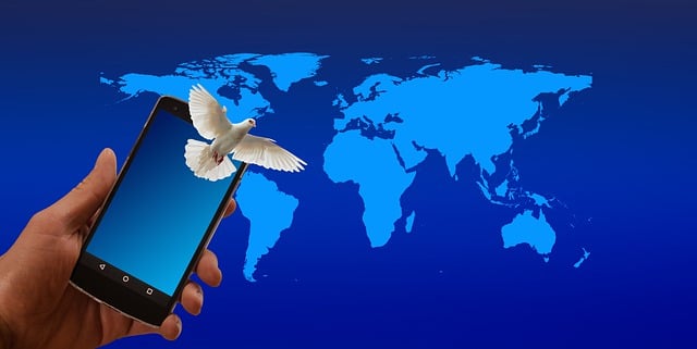 Free smartphone hand dove illustration