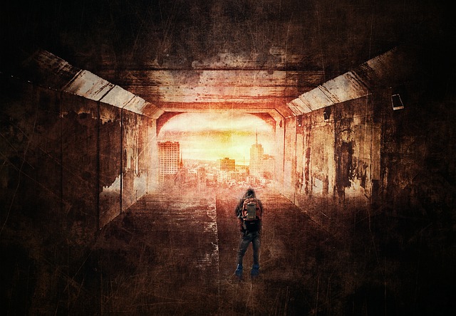 Free fantasy dark tunnel illustration