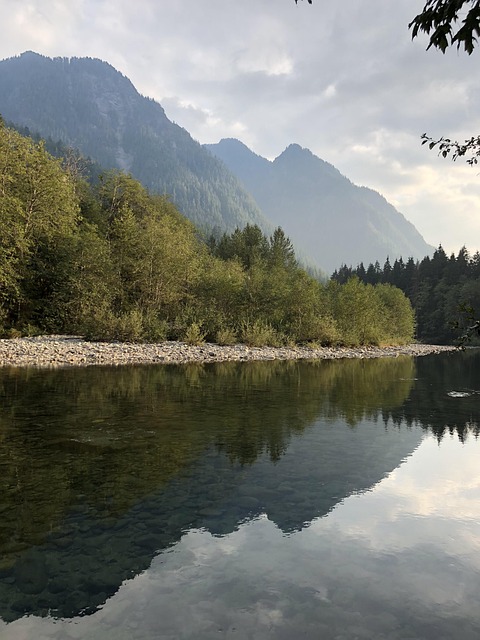 Râu, Munţi, Amurg, Seara, Reflecţie