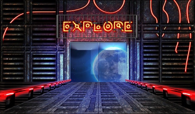 Free explore outer space sci-fi illustration