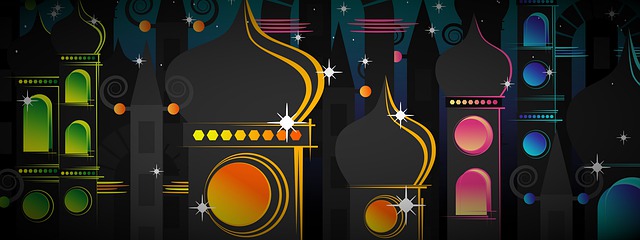 Free arabian architecture buildings whimsical illustration