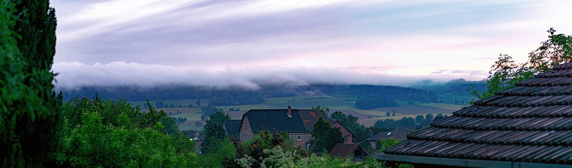 Skyer, Fjell, Panorama, Solnedgang