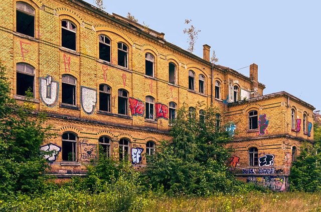 Urban, Alt, Graffiti, Gebäude, Verlassen