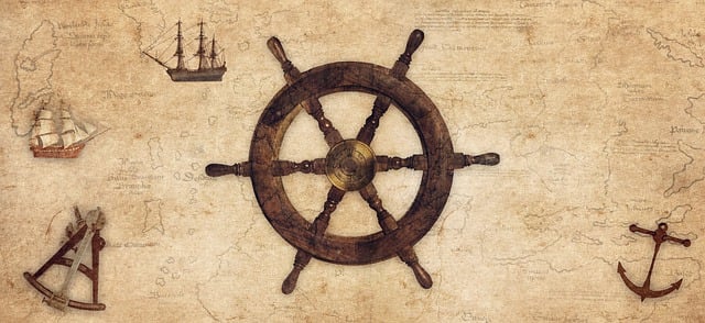 Free vintage rudder sextant illustration