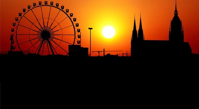 Free sunset fair ferris wheel illustration