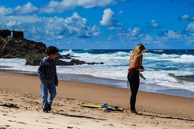Praia, Garota, Preparando Se, Surfar