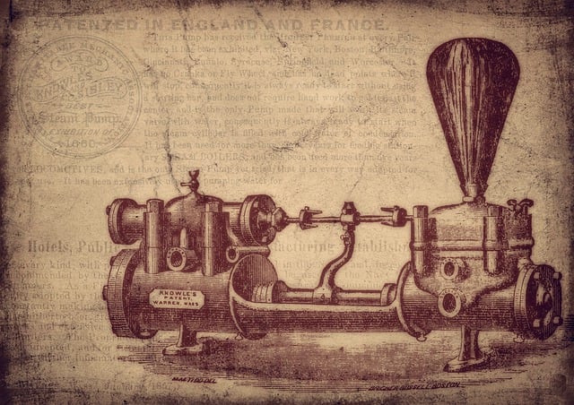 Free vintage water pump machine illustration