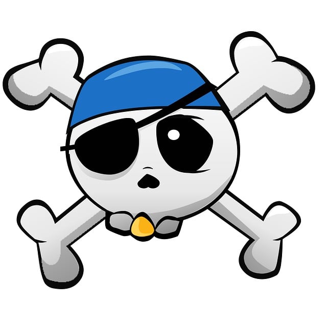 Free pirate skull and bones scull illustration