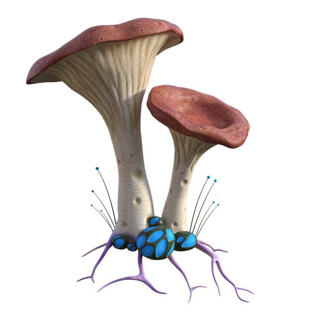 Free large mushrooms fantasy roots illustration