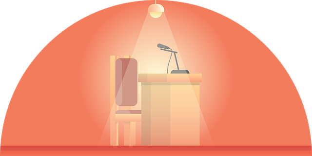 Stuhl, Mikrofon, Lampe, Orange Lampe