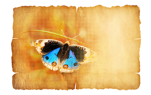 Free parchment stationery butterfly illustration