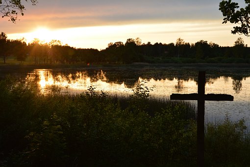 Cross, Solnedgang, Windows Tapet, Innsjø