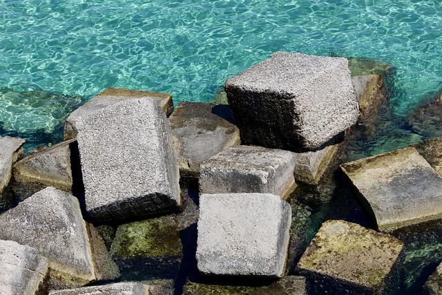 Wellenbrecher, Stein, Meer, Wasser