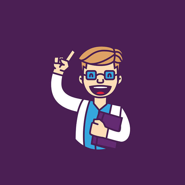 Cientista, Ilustração, Roxo, 2Д, Alegre