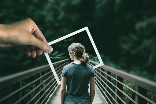 Mädchen, Foto-Manipulation, Brücke