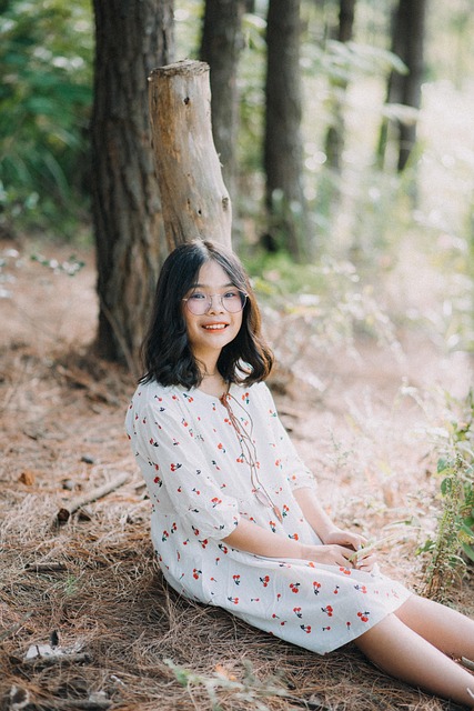 woman, trees, park, smile, nature, female, asian woman, outdoors