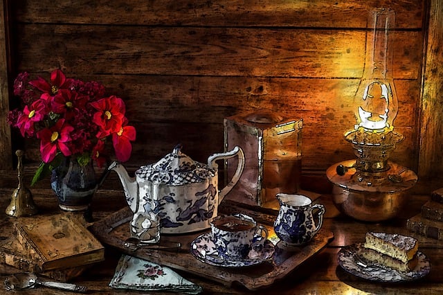 Free sweets tea snacks lamp tea illustration