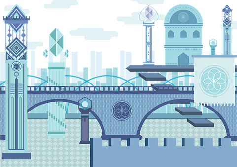 Azul, Cidade, Construção, Fantasia