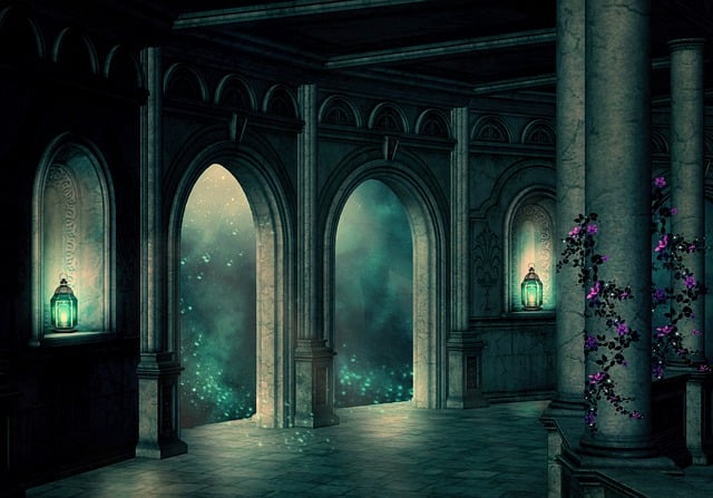 Free palace starry sky clouds illustration