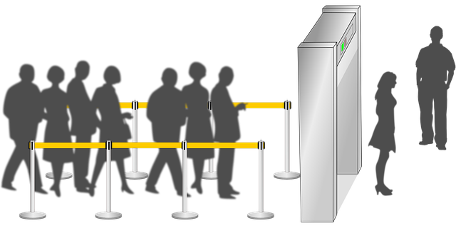 Free retractable belt stanchion crowd queue vector