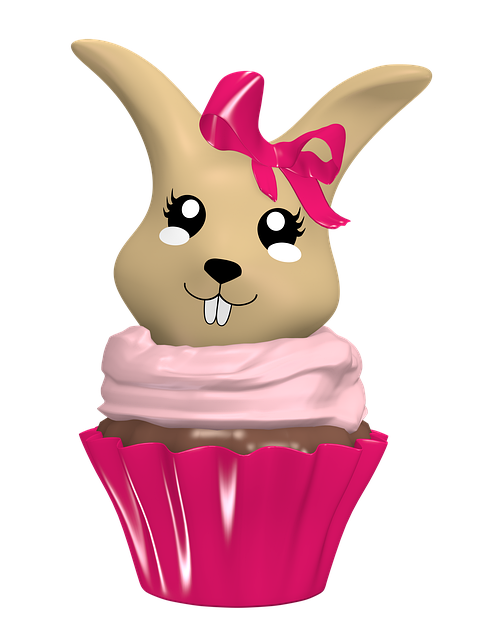 Cupcake, Kanin, Kage, Kawaii, Humørikon