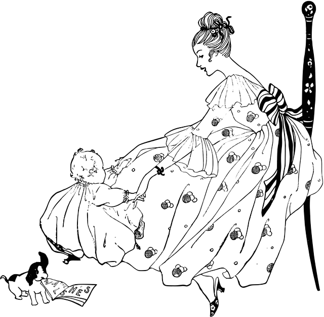 Free mom daughter family illustration