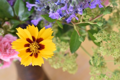 Bloem, Bloem Behang, Geel, Bos Bloemen