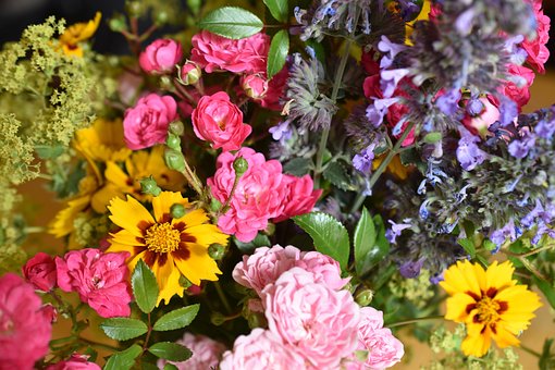 Bloem, Kleurrijk Boeket Van Bloemen