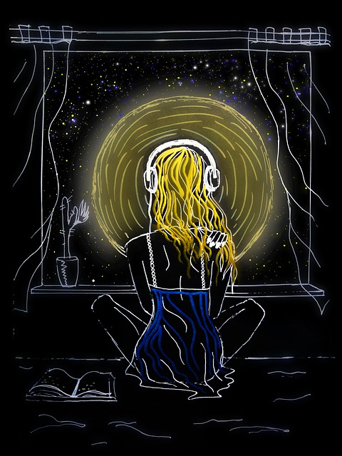 Free night moon music illustration