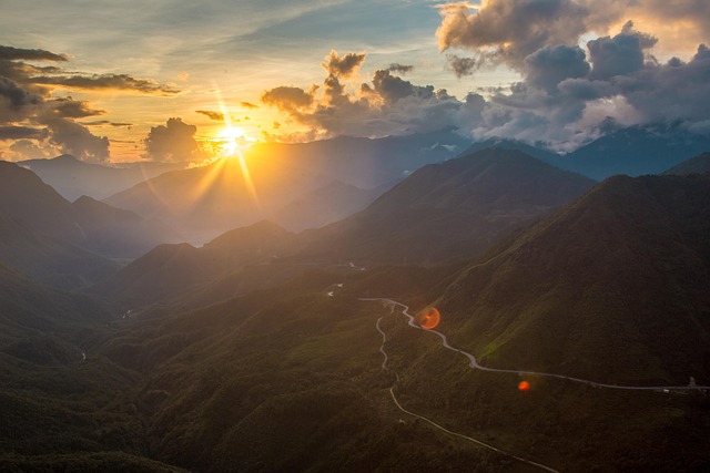 vietnam, asia, nature, mountains, hill, tree, light, forest, sunset, sunlight, sun, romantic, travel, sky, northern, green, landscape