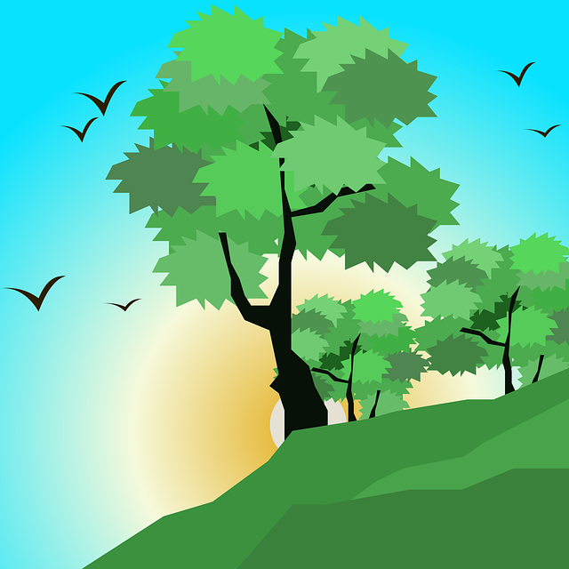 Free morning scenery landscape vector