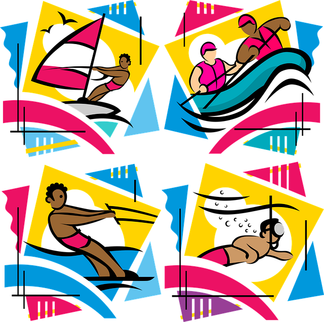 Free sports water rafting vector